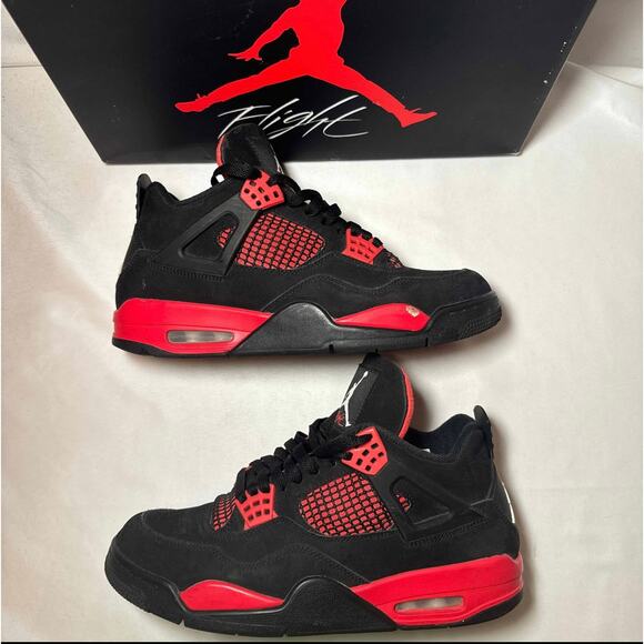 Size 8.5 - Nike Air Jordan 4 Retro Red Thunder Men's Shoes - Picture 2 of 11